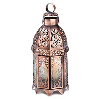 Antique Copper Clear Glass Small Moroccan Candle Lantern Home Wedding Decoration