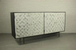 antique ella black top fish-scale pattern wood cabinet sideboard