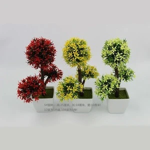 Artificial Tree Plant Grass Flower Bonsai Pots Simulation 3 heads Miniscape Wedding Home Decoration