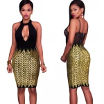 Autumn and Winter Fashion Women Mini Skinny Golden Sequined Wrap Hip Short Club Sexy Skirt