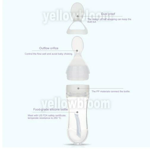Baby Squeezing Feeding Spoon Silicone Training Bottle Rice Cereal Food Supplement Feeder Safe Tableware Medicine Extrusion Tools