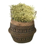 Bathroom baby toy seagrass wicker storage basket with handles for home decoration pots for plant
