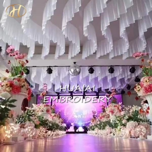 Beautiful white polyester s-shaped ceiling draping  for wedding and stage