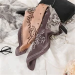 Beautiful Women Print Small Square Neck Silk Scarf