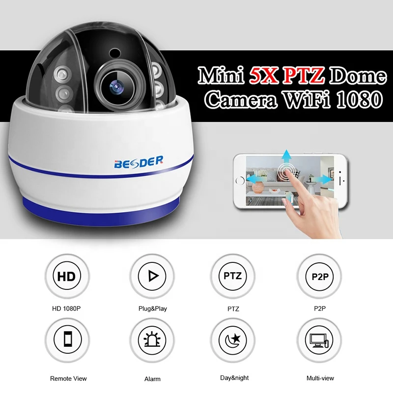 BESDER  960P Wireless Security CCTV PTZ Camera  Maikro SD Card  Optical Zoom Motorized Lens CCTV Camera Connected With Mobile