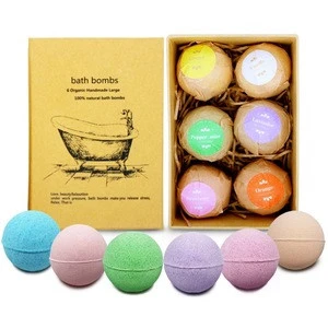 Best Paper Box Factory Custom Private Label Handmade Colorant Press Bubble Natural Vegan Organic Shower 6 Bath Bombs Set