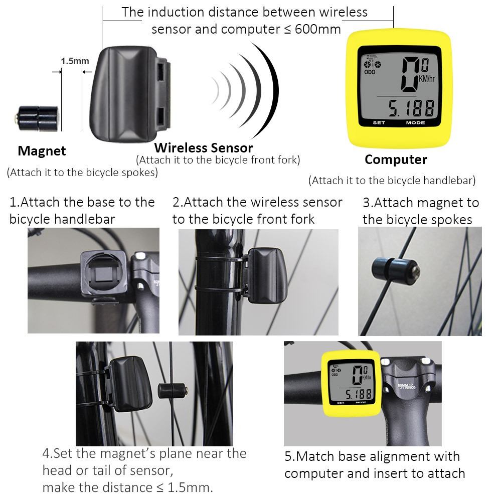 Buy Bicycle Computer Waterproof Wireless Bike Speedometer Cycle ...