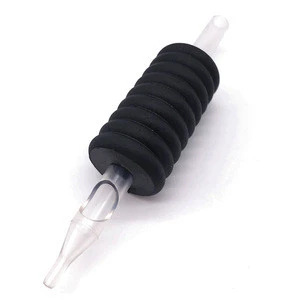 Black 25mm Grip Sterilized Tool Disposable Rubber Tattoo Needles With Tubes Grip