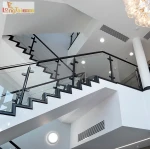 black coating stainless steel glass balustrade/glass balcony railing design/deck railing design