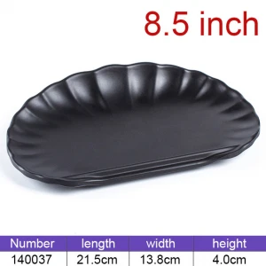 Black matte cheap melamine dish oval plate Japanese fish melamine dinnerware wholesale plate 8.5inch