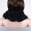 Black women fur scarf with rabbit fur/knitted rabbit fur scarf for girls KZ150125
