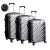 Import blue 3 pcs set wheeled hard side trolley case with TSA lock abs pc suitcase from China
