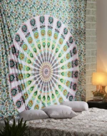 Bohemian Psychedelic Peacock Mandala Wall hanging Bedding Tapestry