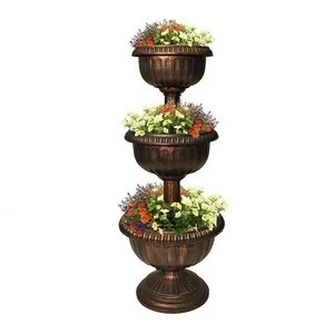 bronze copper color vertical 3 tier outdoor garden decoration planter