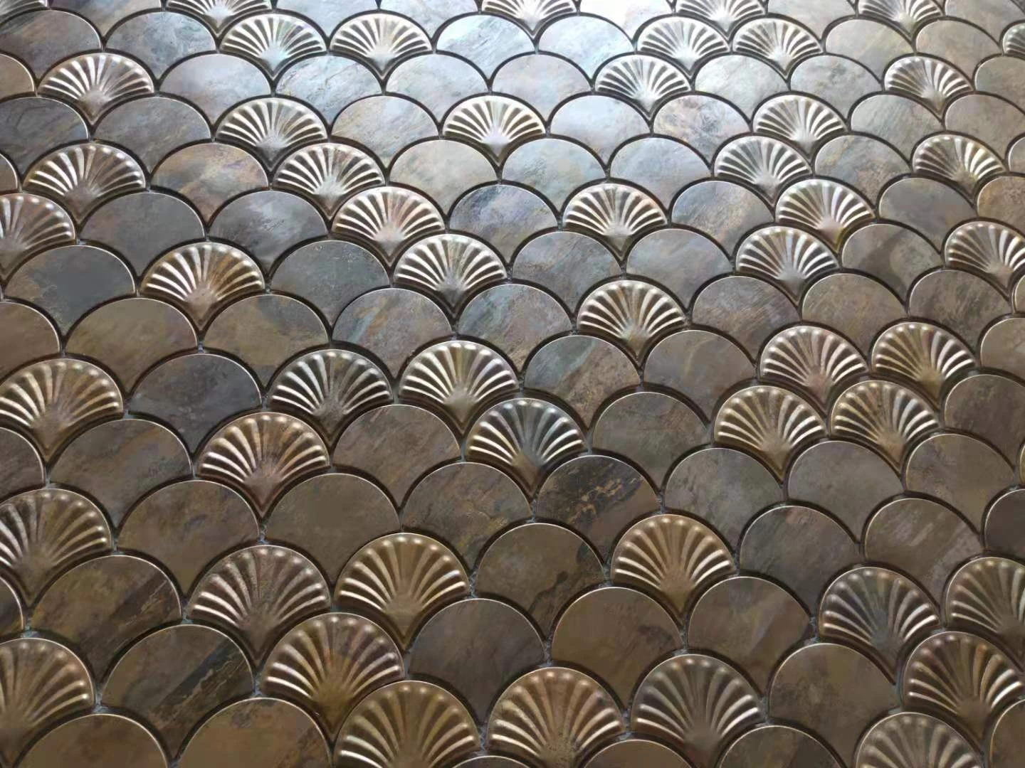 Bronze Style Antique Copper Mosaic Tile Metal Art Mosaic Wall Tiles For Backsplash