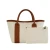 Import Brown Handles Leather Strap Blank Vintage Cotton Canvas Tote Bag Daily Handbag from China