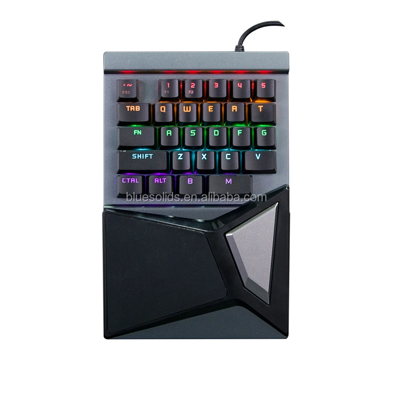 BST-K6 oem odm LED Rainbow Lighting One Handed Mechanical Keyboard with Outemu Switch rohs 28 Keys Single Handed Gamer keypad