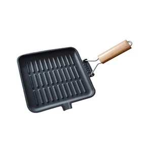 Cast Iron Grill Pan with Foldable Handle