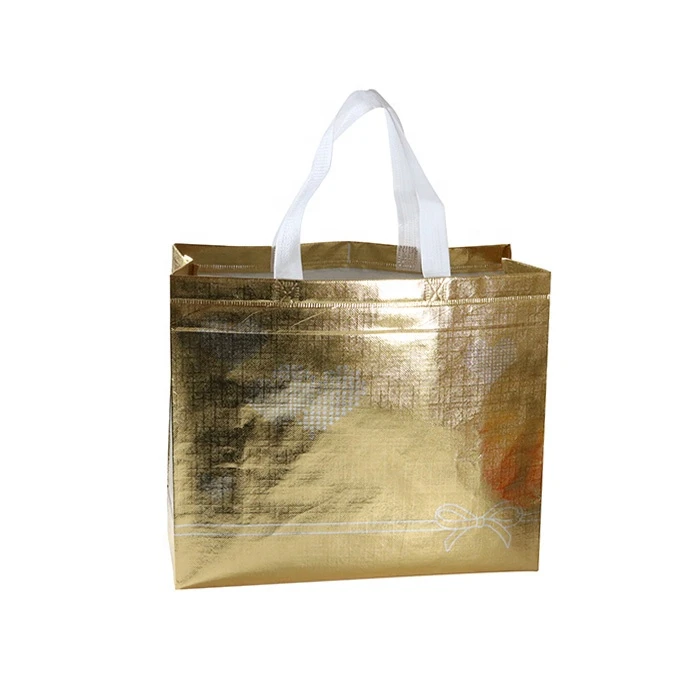 Cheap Price Gold Metallic Non Woven Shopping Bag Package Rose Gold Laser Bag