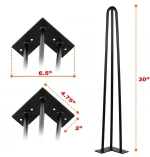 Cheap Price Wholesale Metal TV Cabinet End Table Furniture Leg Black Hairpin Legs 3 Rod 28 Inch Steel 4 Pcs  Metal Table Legs