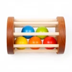 Cherry Wood Baby Infant Cylinder Rolling Rattle Orangic Baby Toys Wooden Rattle Handmade Wooden Ring Bell Montessori Toy