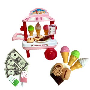 Children Play House Toys Mini Cashier Supermarket Ice Cream Cart Barbecue Cart Preschool Toy Set Garden Toy