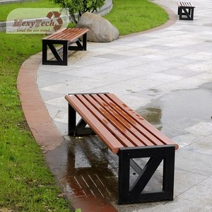 China Outdoor Wooden wpc Street Bench composite wood-plastic Outdoor Garden Public Long Bench with Open Seat