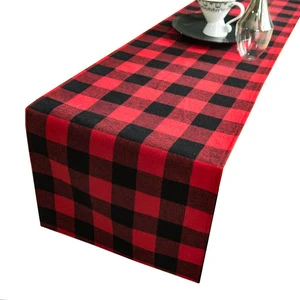 Classic pattern black and red plaid table runners yarn dyed dinner table runner