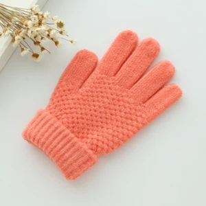 Cotton knitted gloves with touchscreen feature style hand gloves acrylic wool mittens