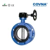 COVNA Manual Hand Gear Operated Cast Iron Double Flange Butterfly Valve with Worm Gear