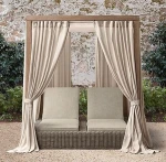 Crafted double indian bed designs of rattan furniture sun lounger with canopy