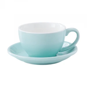 Creative ceramic coffee mug set of pure color coffee mug with saucer