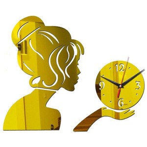Custom acrylic wall clock gold silver wall clock diy 3d for home decoration