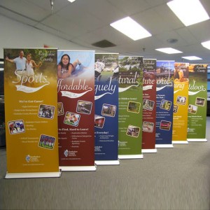 custom advertising paper roll up banner printing vertical display stand