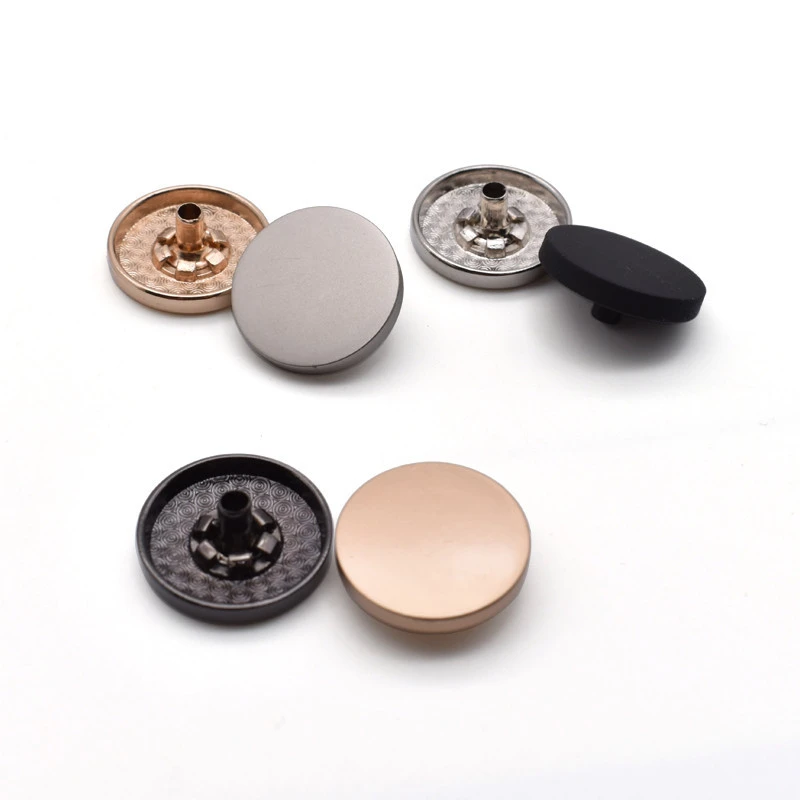 custom button for jacket jean  hang plating round button 30mm matte silver matte black color  spring snap button