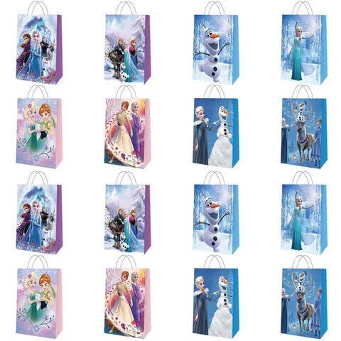 Custom Cartoon Frozen Theme Paper Bags Gift Bags For Kids Birthday Party Theme Party  For Sale