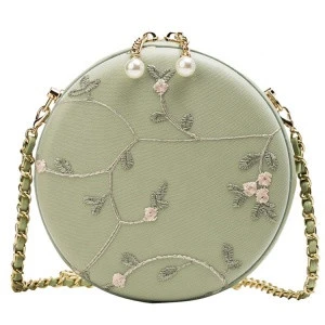 Custom circle leather purses handbags elegance messenger sling bag for women
