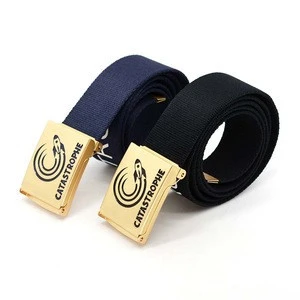 custom design printing logo fabric cotton webbing waist men belts with fashion buckle