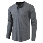 Custom Logo Autumn New Mens T Shirt Mens Solid Color Long Sleeve Loose Casual Mens T Shirt