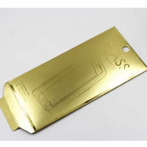 Custom logo biodegradable gold paper envelope packaging for tempered glass screen protector with UV