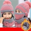 Custom Logo Plus Velvet Thickening Hat Cycling Windproof Ear Protection Knitted Women Winter Hat and Scarf Set
