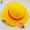 Custom Luffy Straw Hat Farmers Wide Brim Hat With Ribbon And Rope