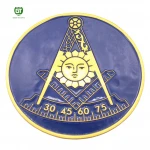 Custom Metal Masonic Golden Round Slide All Car auto parts grill logo Car Badges Logo Emblem logoelona car badge
