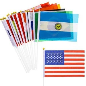 Custom Print Mini 14*21 Flags All country Hand Waving Flag Portable Banner Small National Flag Decorate Supplies For World Cup