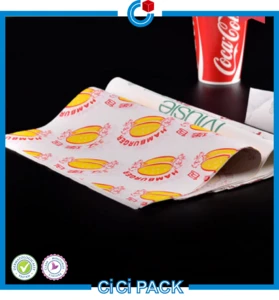 Custom Printed Burger Food Greaseproof Wrapping Paper,offset printing Kraft food packaging