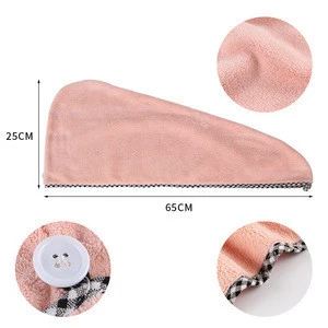 Customized Fashion Water-absorbent Quick-drying Soft Comfortable Thickened Hooded Coral Fleece Waterproof Dry Hair Shower Cap