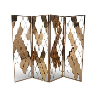 Customized indoor stainless steel partition folding screen with wheels