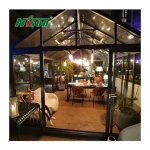 Customized Single Square Aluminum Winter Garden Conservatory Solarium Glass House Sliding Open Style Wood Frame Triangle Roof