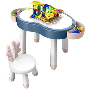 Cute Baby Puzzle Children&#39;S Toy Storage Building Table ,chair plastic study table for kids
