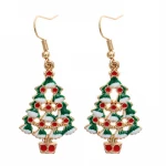 Cute Cartoon Oil Dripping Colorful Christmas Tree Christmas Gift Earrings and Necklace Set